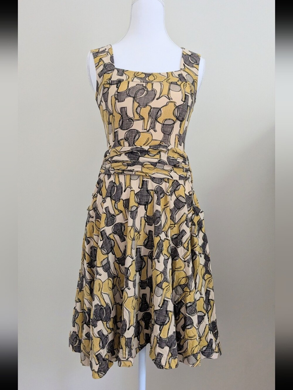 Effie's Heart Fit & Flare Dress XS - Yellow And Grey Vases